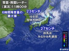本州の日本海側を中心に雪強まる　西日本の山沿いで積雪も　交通障害に警戒・注意