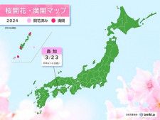 高知で桜(ソメイヨシノ)開花　昨年より6日遅い　今年全国でトップ