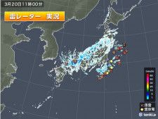 九州〜東北に雨雲や雪雲　中国地方など落雷も発生　午後は関東も雷雨に注意