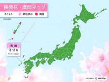 長崎で桜開花　平年より3日遅く　昨年より5日遅い　西から春の便り続々