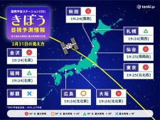 今夜19時半前に「きぼう」が通過　関東や北日本で観測チャンスあり