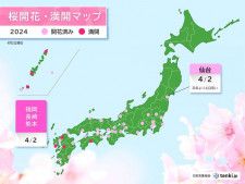仙台でソメイヨシノ開花　桜前線が東北入り　九州は続々と満開に