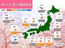 12日の全国の天気　北海道や関東は所々で雨　東海〜九州は晴れて夏日も