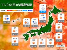 24日　晴れても寒く　東京都心は最高気温14℃予想　乾燥対策も忘れずに