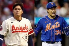 日本人選手がMLBで続々と活躍するなか、大谷（左）と千賀（右）の好パフォーマンスに称賛の声が。(C)Getty Images