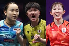 左から伊藤美誠、張本智和、早田ひな。２月16日から始まる世界選手権団体戦のメンバーに選出された。(C) Getty Images