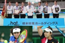 日本リーグ女子で２年ぶり４度目の優勝を飾った橋本総業ホールディングス（上）。左下はMVPに選ばれたエースの坂詰姫野。右下は１勝を挙げた島津製作所の加治遥。写真：滝川敏之