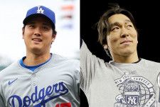 今季３本目のHRを放った大谷（左）は松井（右）氏が持つ日本人歴代最多本塁打に、あと１本に迫った。(C)Getty Images