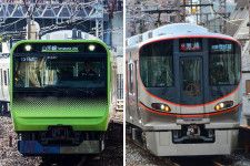 山手線のE235系電車と大阪環状線の323系電車（画像：写真AC）。
