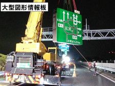 撤去された小牧JCT手前の大型図形情報板（画像：NEXCO中日本名古屋支社）。
