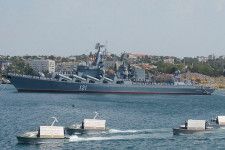 黒海艦隊の旗艦だった「モスクワ」は、2022年4月14日にウクライナ軍攻撃により沈没（画像：ロシア国防省）。