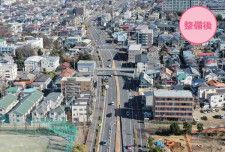 JR埼京線東側で4車線開通済みの「道場三室線」（画像：さいたま市）。