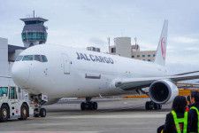 成田空港を出発する「JALの貨物機」初便（2024年2月19日、乗りものニュース編集部撮影）。