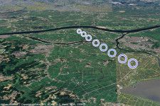 若草大橋延伸線のイメージ（Google earthの画像を加工）。