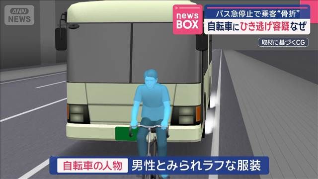 バス急ブレーキで乗客けが 原因の“飛び出し自転車”にひき逃げの容疑