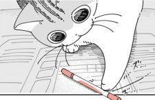 【ネコ漫画】一瞬で机の上に置いたペンが消える…!?ホラーかと思いきや愛猫の仕業に「あるある」と共感の声多数