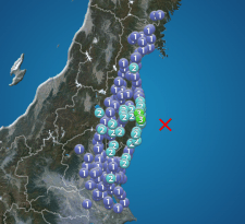 福島県沖でM4.5の地震 福島県で震度3 津波の心配なし