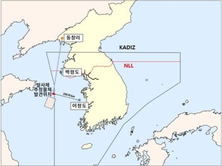 北朝鮮の飛翔体　韓国防空識別圏を貫通し黄海に墜落