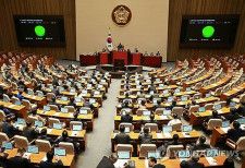 韓国国会　野党が労働組合法・放送３法改正案を強行採決