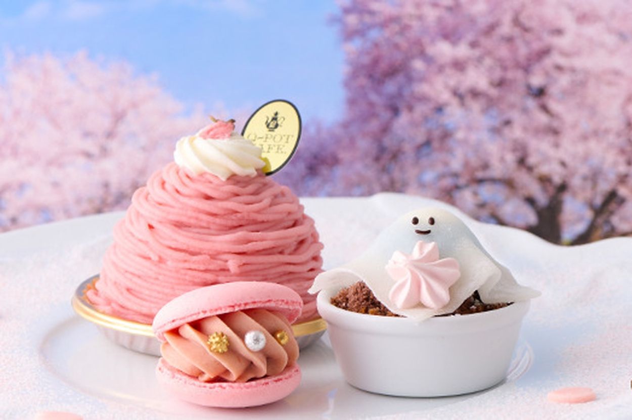 Q-pot CAFE.春の桜スイーツ、“富士山”オバケちゃんや華やかピンク 