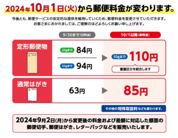 郵便料金が10月1日から値上げ レターパックライトは370円→430円(おたくま経済新聞) - goo ニュース