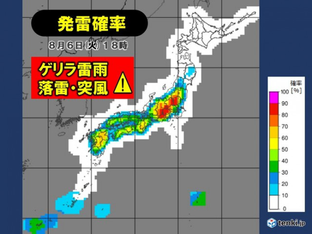 明日6日も体温超えの猛暑とゲリラ雷雨に警戒　東京23区でも警報級大雨のおそれ