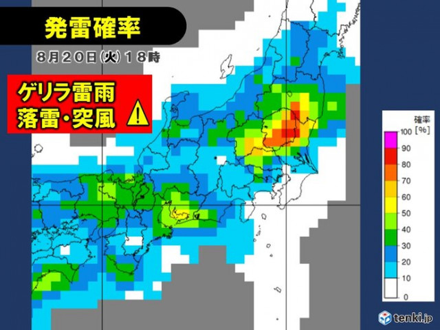 台風9号北上中　今夜〜20日にかけ広範囲で雷雨　関東など滝のような雨も　停電注意